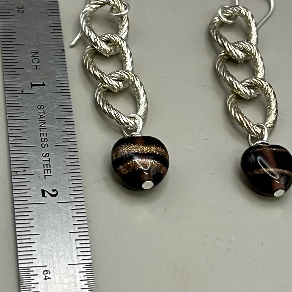 Elegant Silver and Purple Earrings with Spherical Design